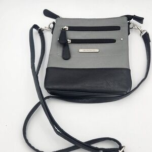 Stone‎ & Co. Gray Faux Leather Crossbody Bag with Black Trim 7x8 Inches
